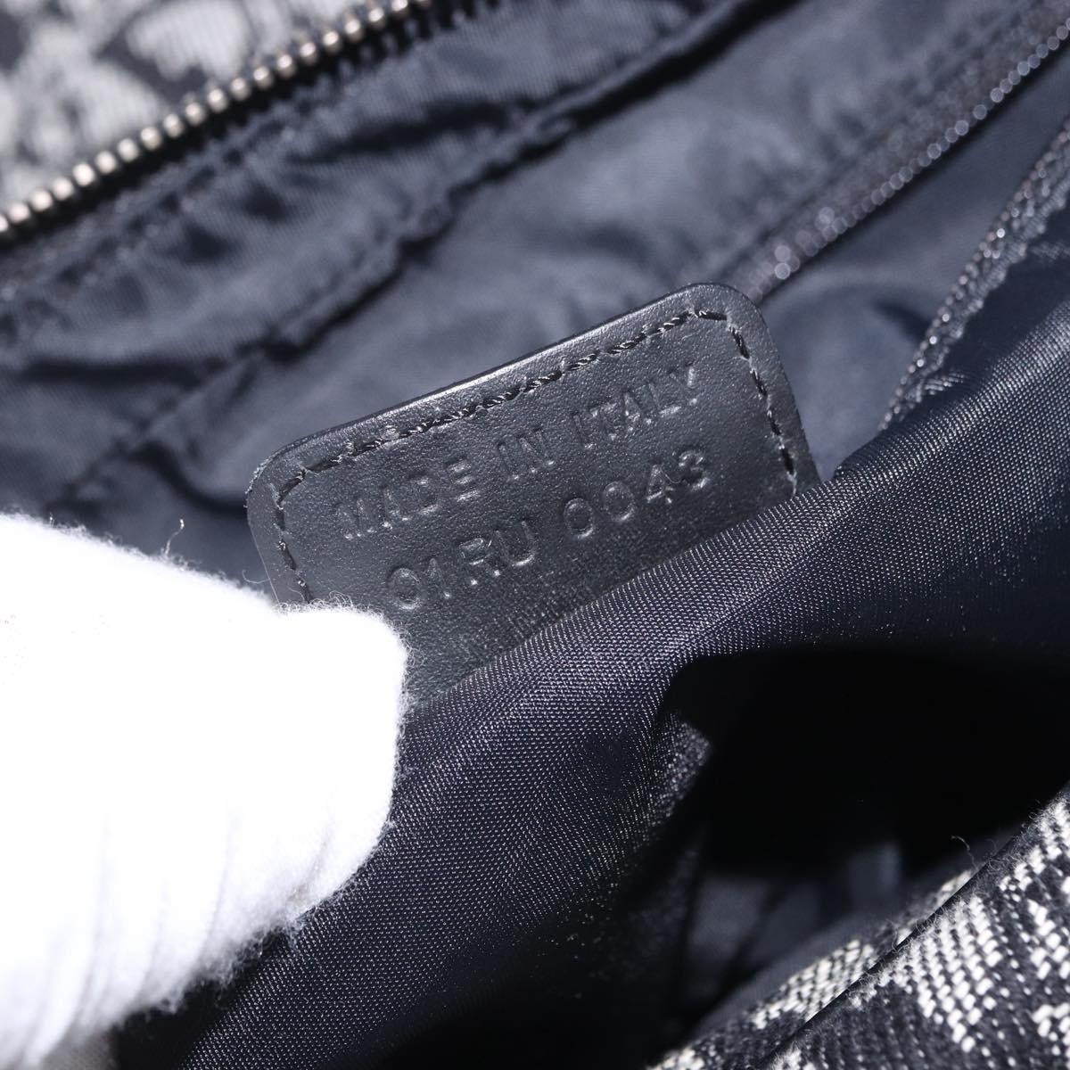 Christian Dior Trotter Canvas Shoulder Bag Black Silver Auth ka6139V
