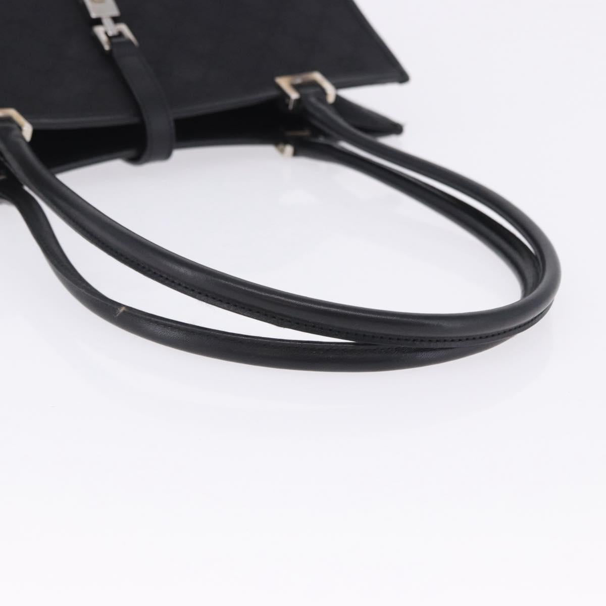 GUCCI GG Canvas Jackie Hand Bag Black Silver 002 1073 Auth ka6140A