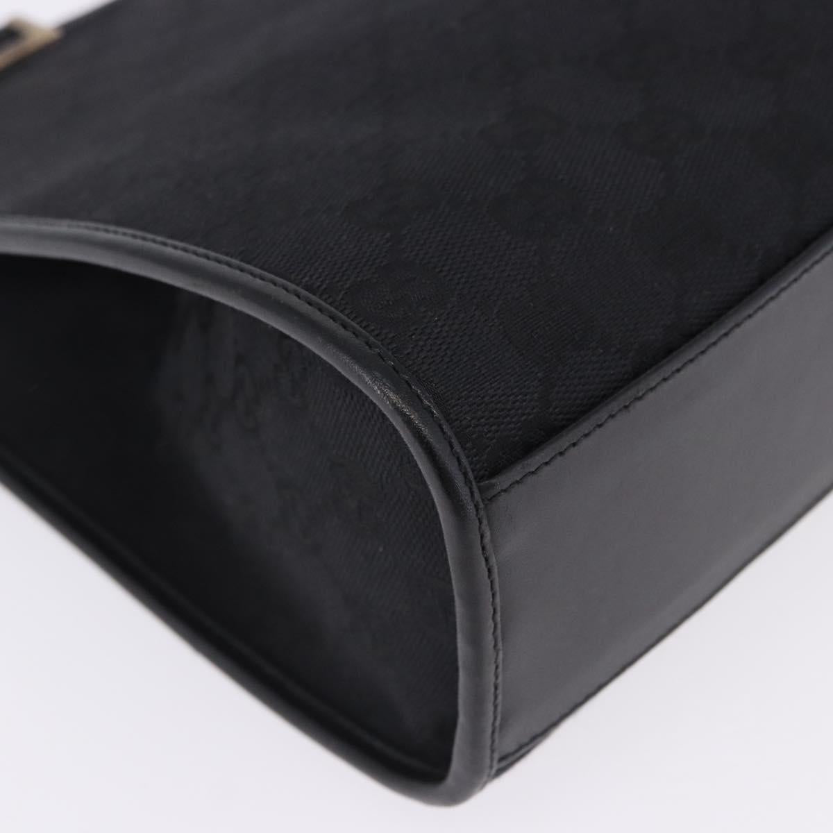 GUCCI GG Canvas Jackie Hand Bag Black Silver 002 1073 Auth ka6140A