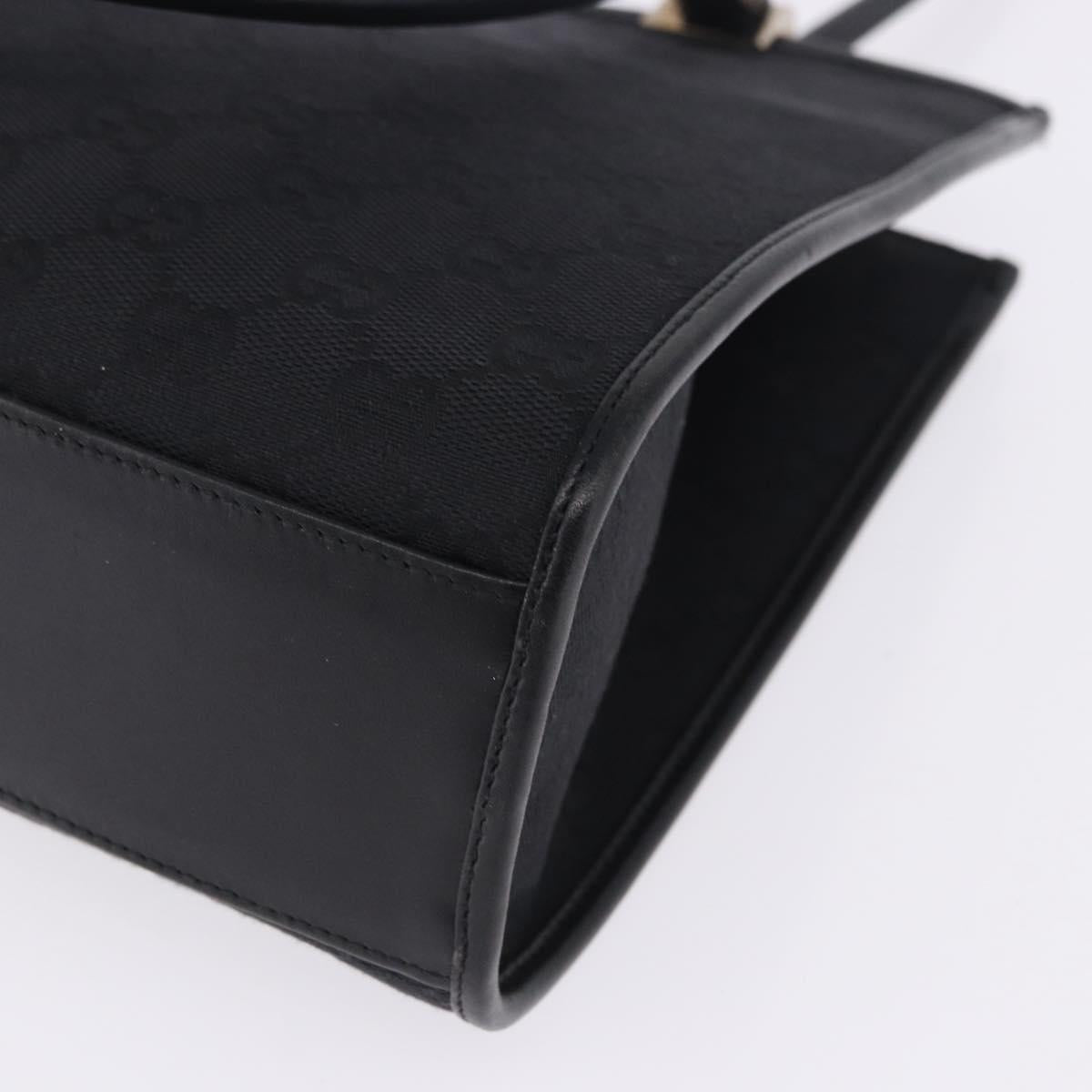 GUCCI GG Canvas Jackie Hand Bag Black Silver 002 1073 Auth ka6140A