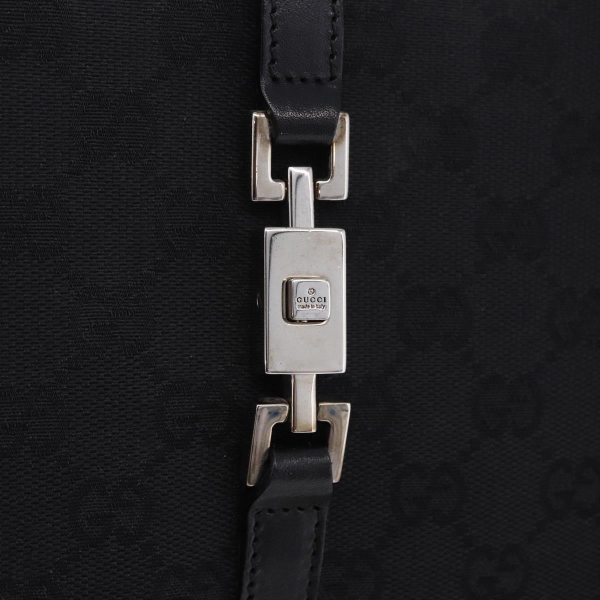 GUCCI GG Canvas Jackie Hand Bag Black Silver 002 1073 Auth ka6140A