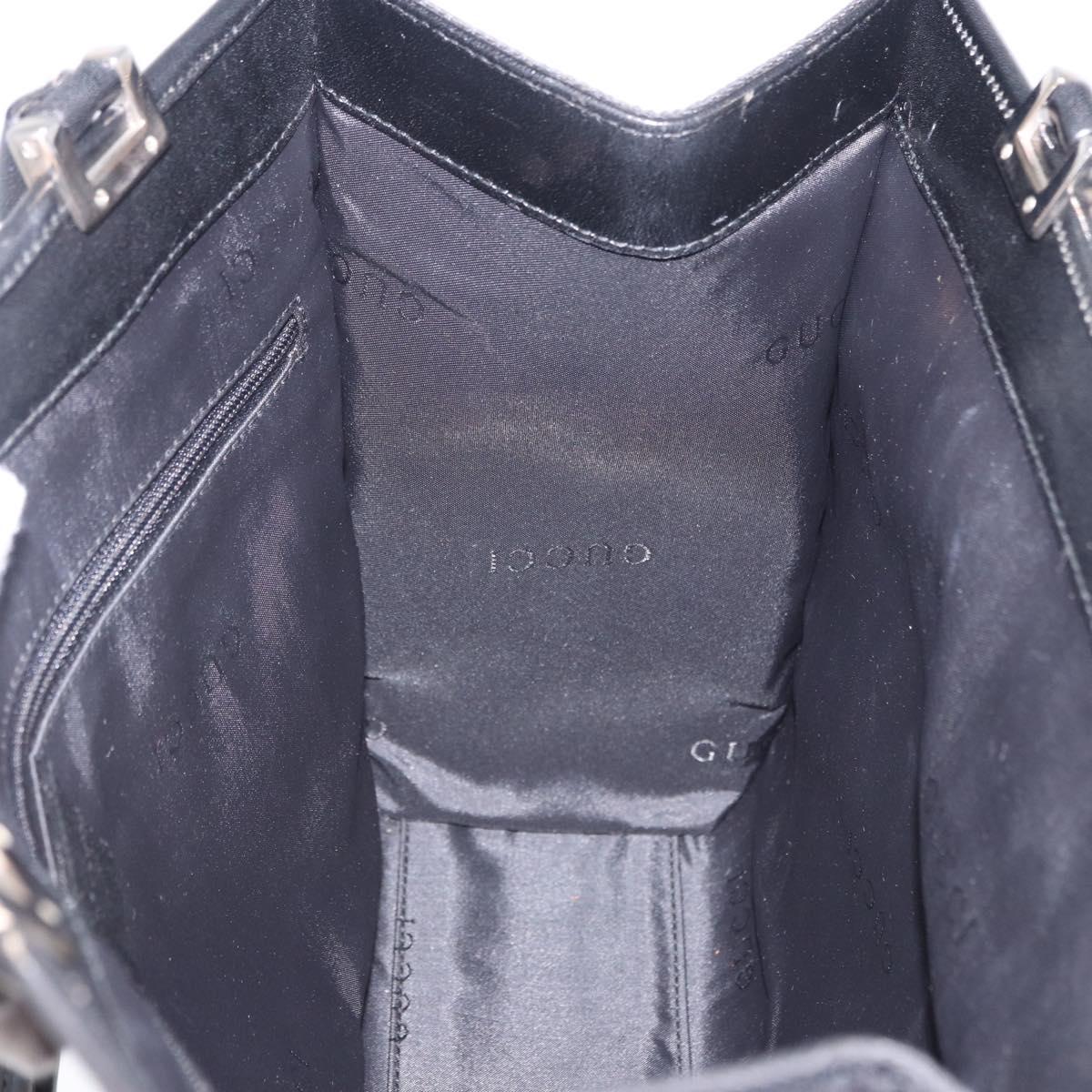 GUCCI GG Canvas Jackie Hand Bag Black Silver 002 1073 Auth ka6140A