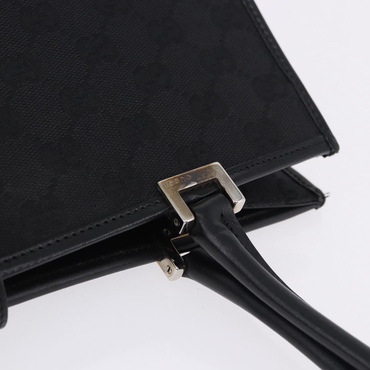 GUCCI GG Canvas Jackie Hand Bag Black Silver 002 1073 Auth ka6140A