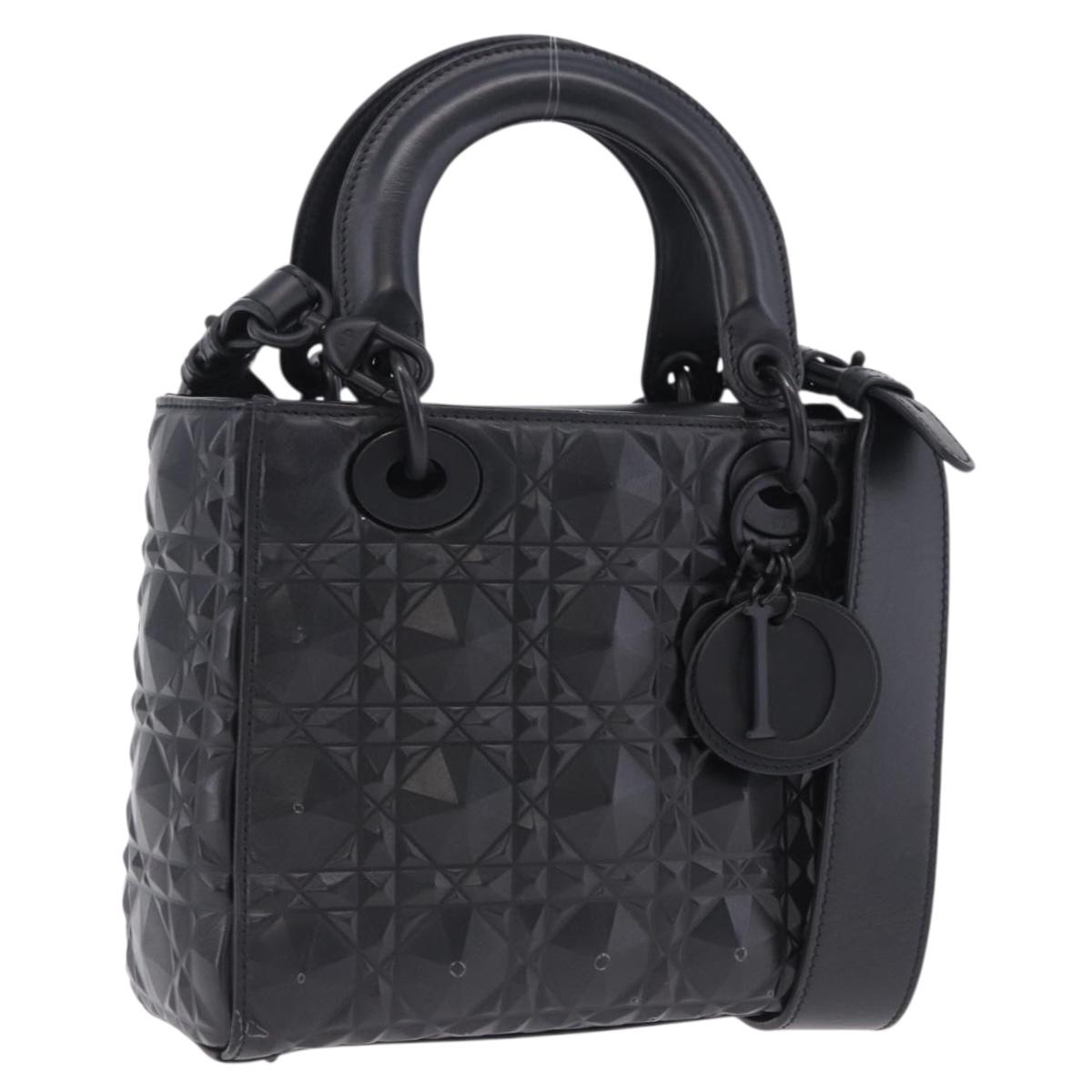 Christian Dior Canage Hand Bag Leather 2way Black Auth ka6141SAV
