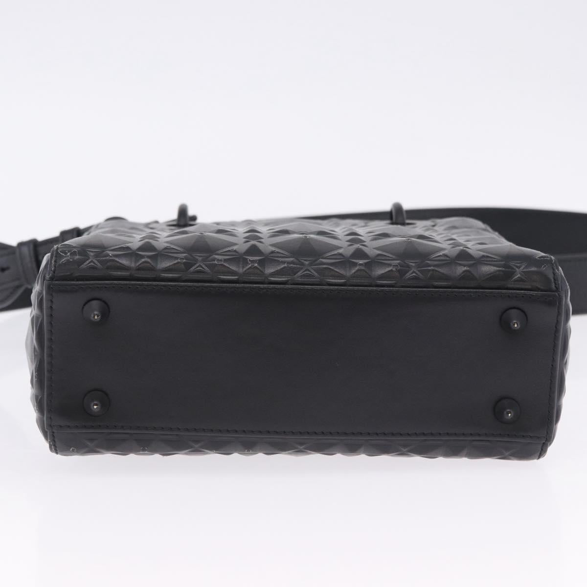 Christian Dior Canage Hand Bag Leather 2way Black Auth ka6141SAV