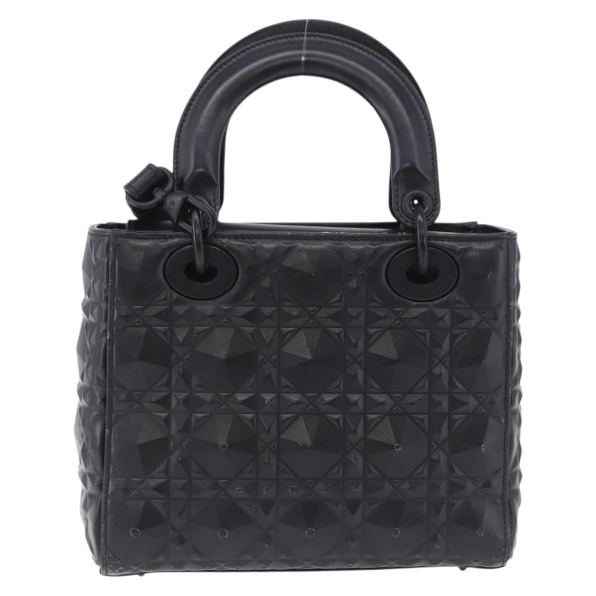 Christian Dior Canage Hand Bag Leather 2way Black Auth ka6141SAV