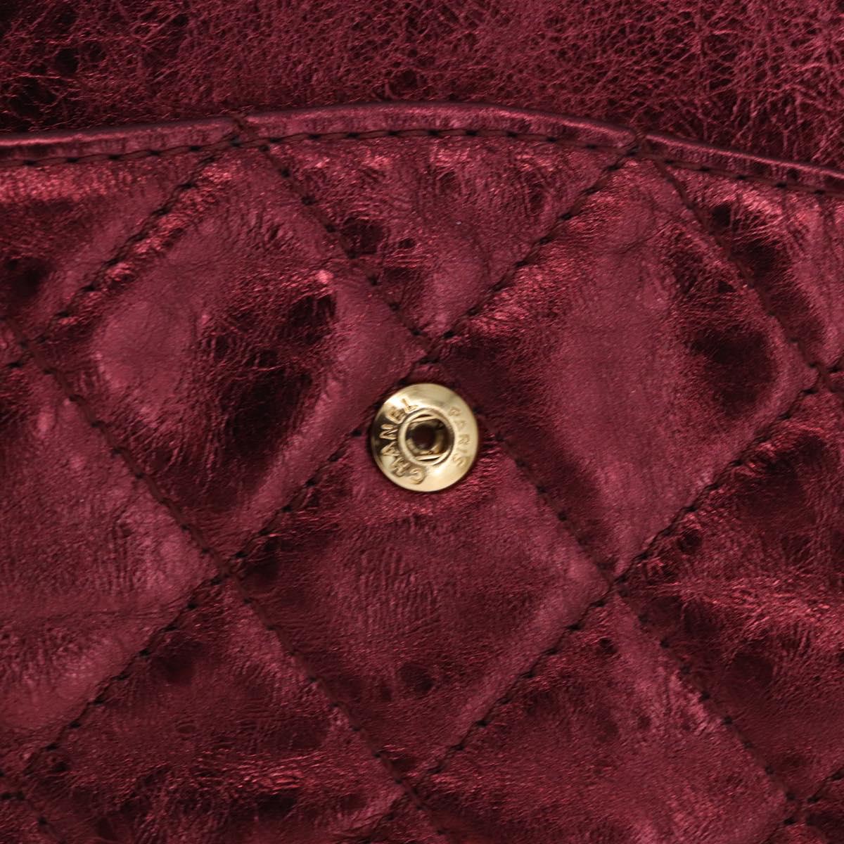CHANEL 2.55 Matelasse Chain Shoulder Bag Lamb Skin Red Gold CC Auth ka6142SAV
