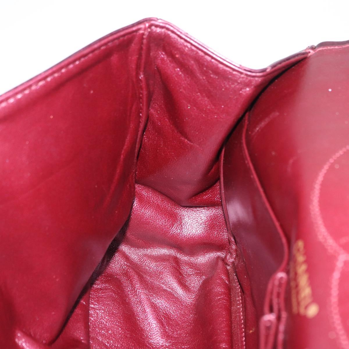 CHANEL 2.55 Matelasse Chain Shoulder Bag Lamb Skin Red Gold CC Auth ka6142SAV