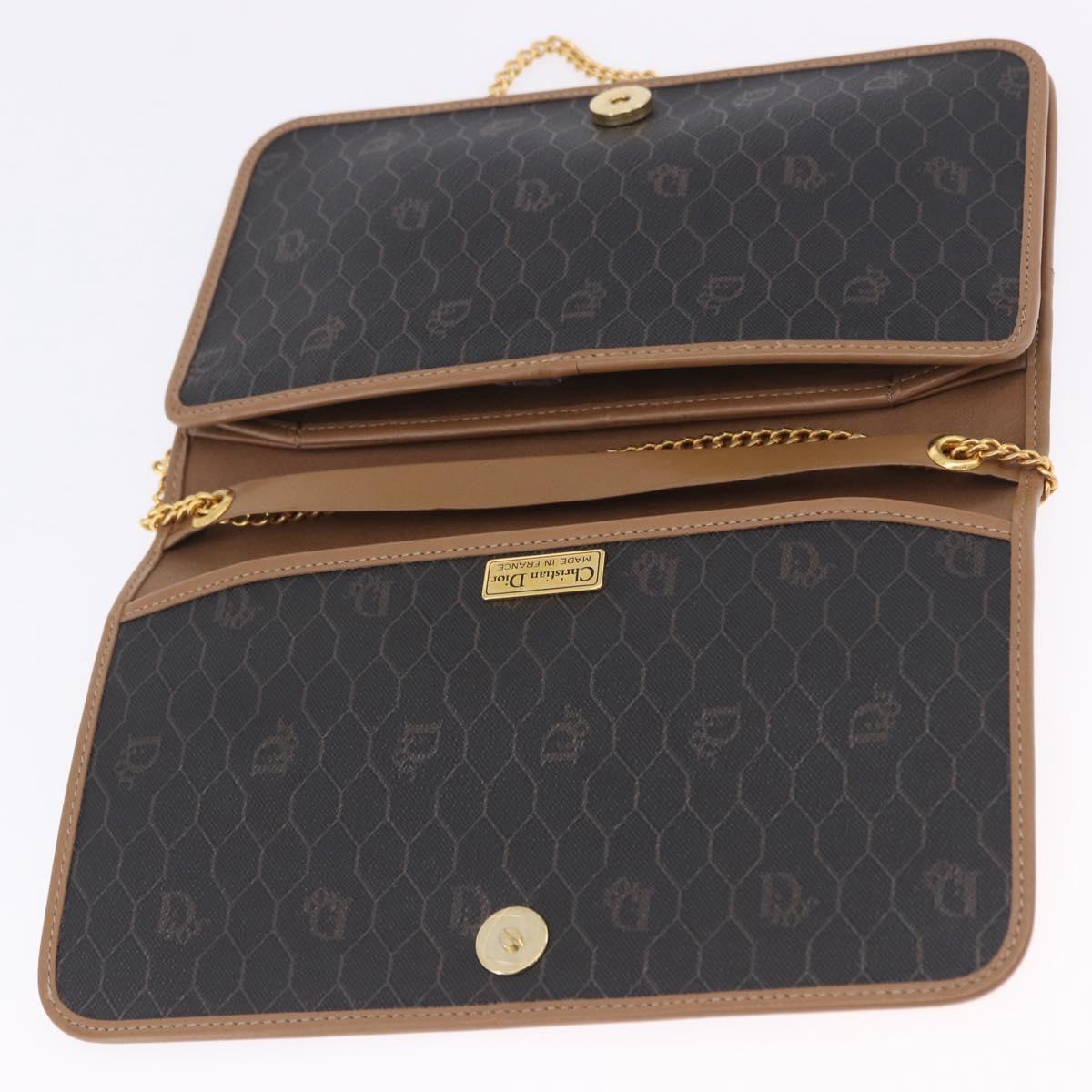 Christian Dior Honeycomb Chain Shoulder Bag PVC Black Gold Tone Auth ka6143A