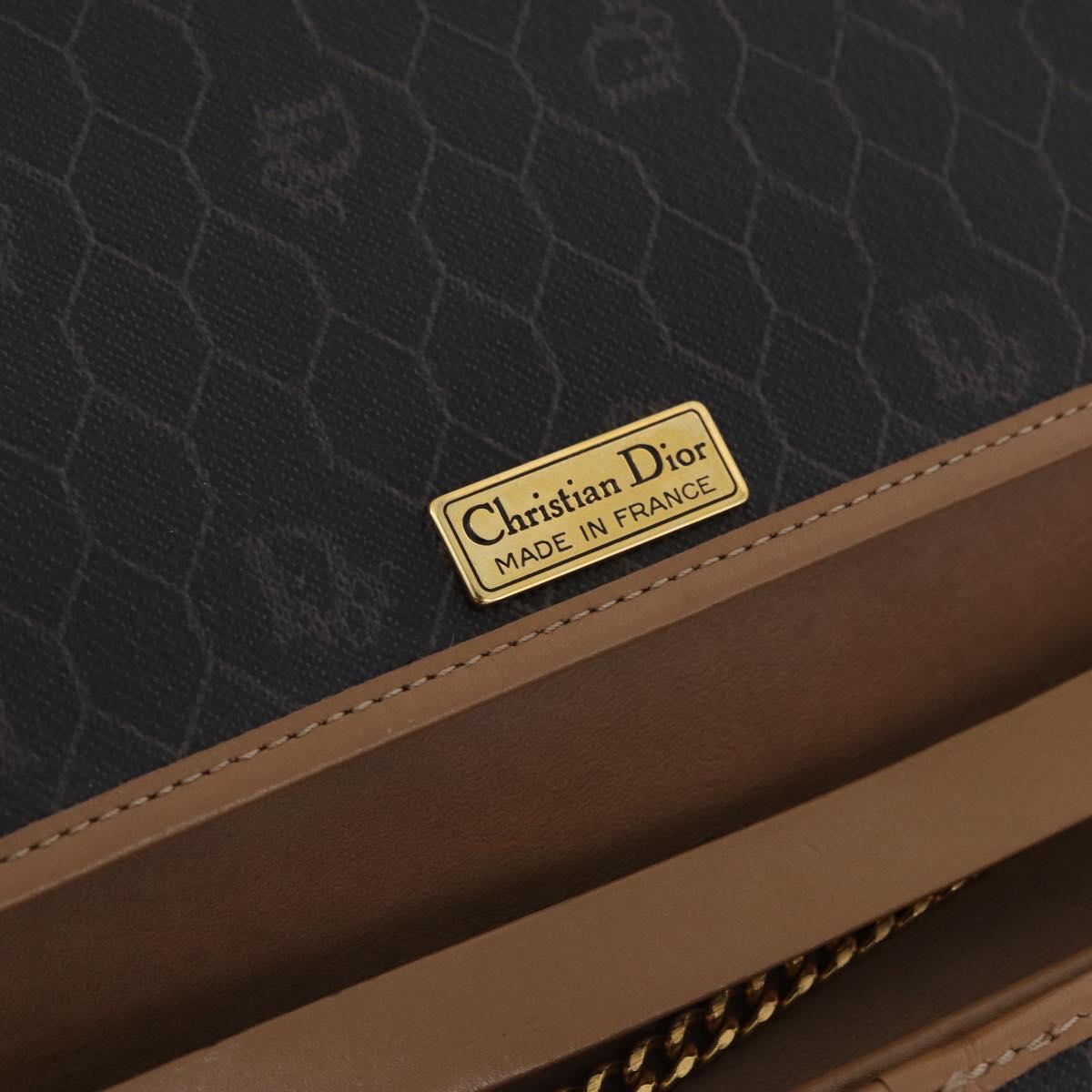 Christian Dior Honeycomb Chain Shoulder Bag PVC Black Gold Tone Auth ka6143A