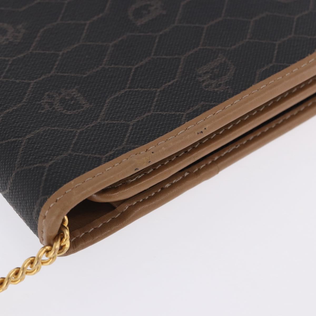 Christian Dior Honeycomb Chain Shoulder Bag PVC Black Gold Tone Auth ka6143A