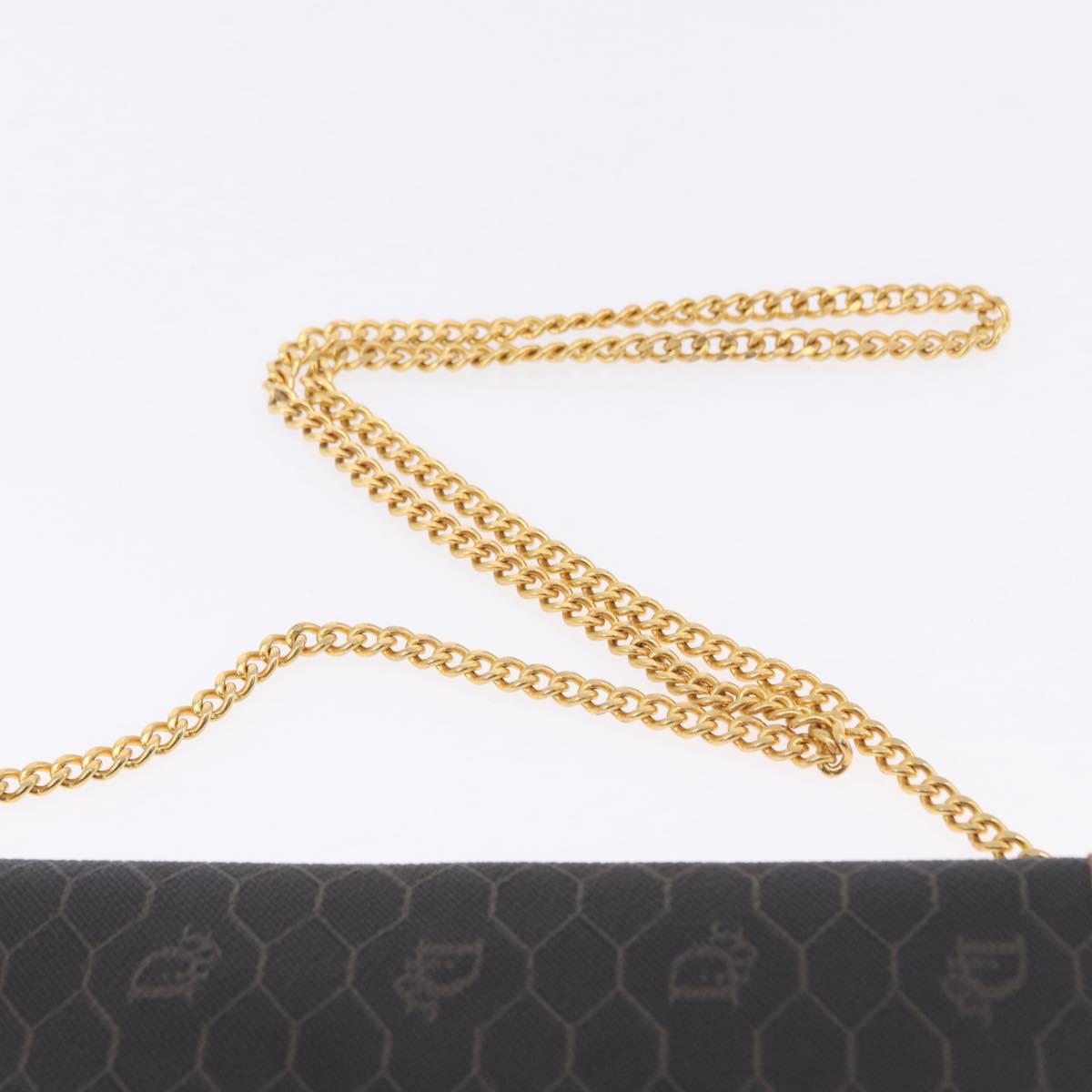 Christian Dior Honeycomb Chain Shoulder Bag PVC Black Gold Tone Auth ka6143A