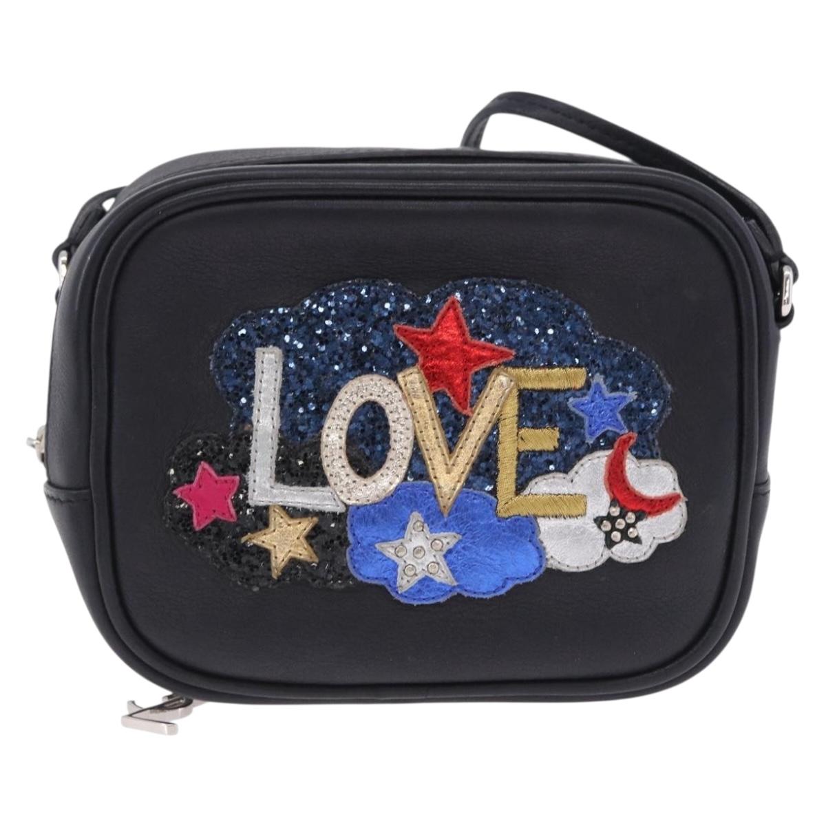 SAINT LAURENT Shoulder Bag Leather Black Silver 457574 Auth ka6144M