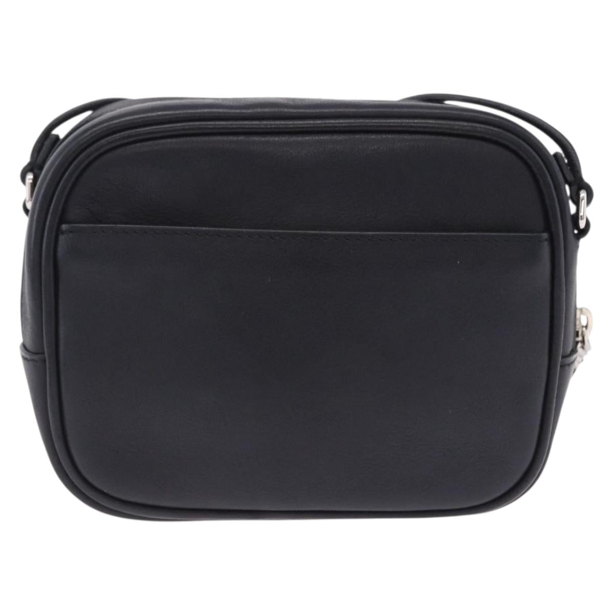 SAINT LAURENT Shoulder Bag Leather Black Silver 457574 Auth ka6144M
