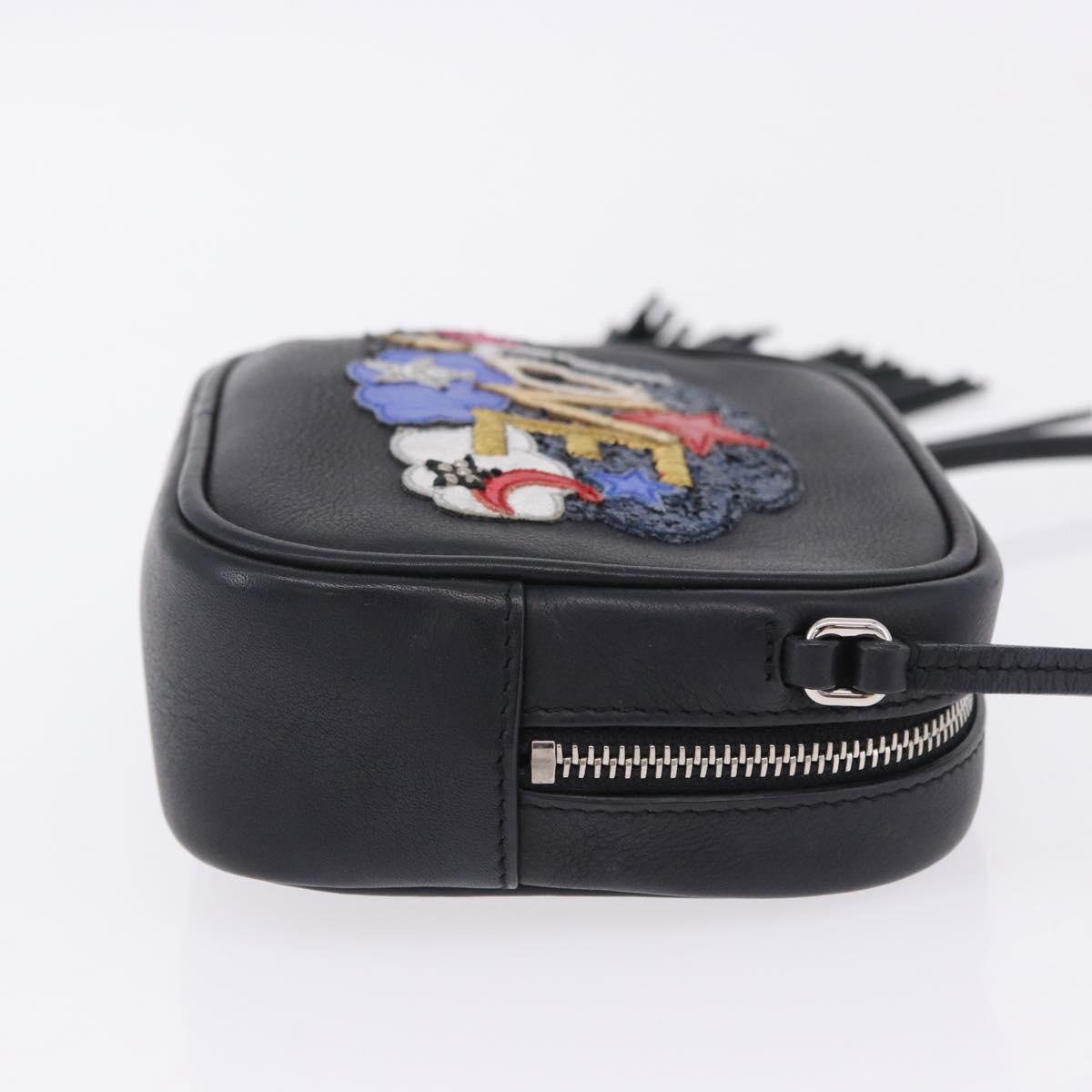 SAINT LAURENT Shoulder Bag Leather Black Silver 457574 Auth ka6144M