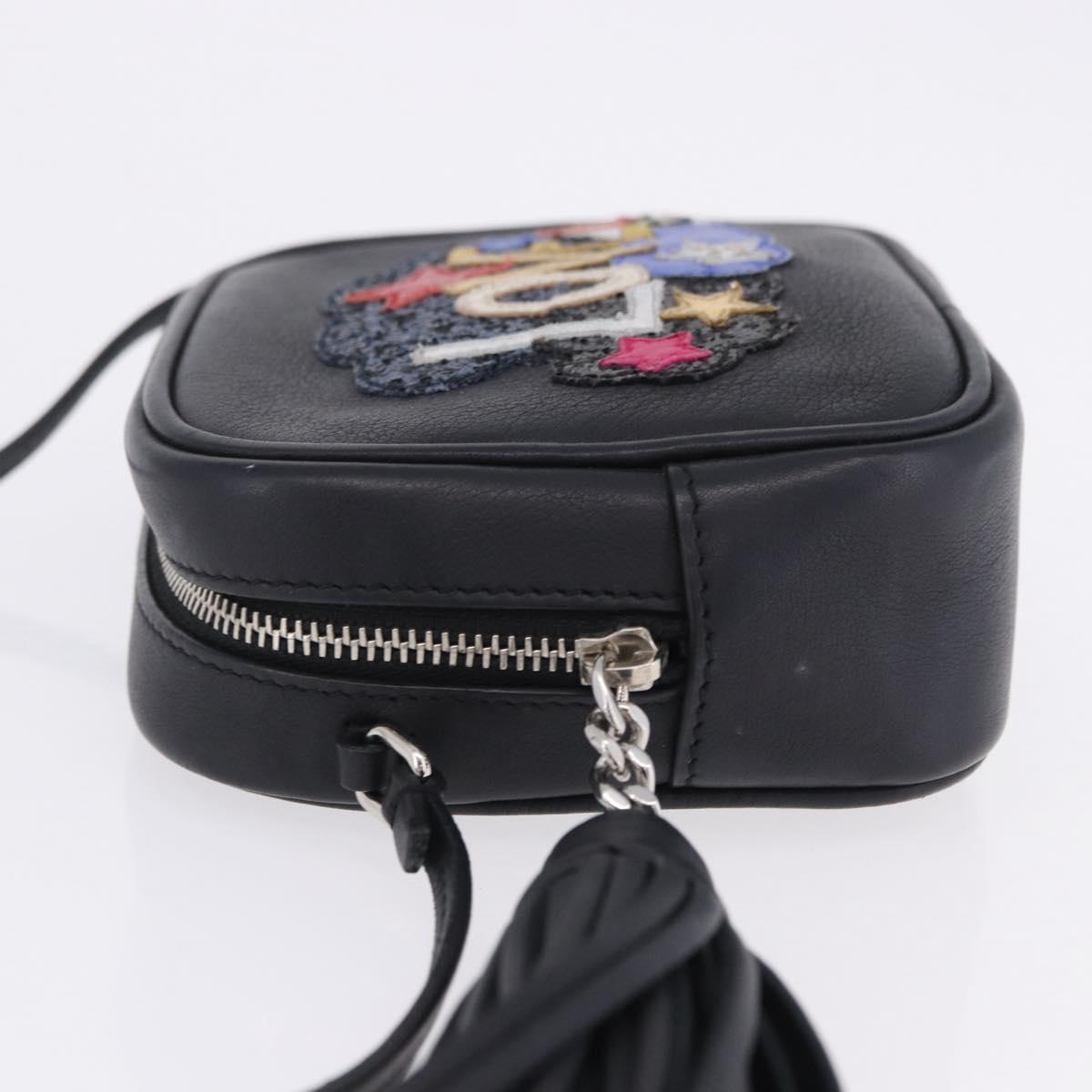 SAINT LAURENT Shoulder Bag Leather Black Silver 457574 Auth ka6144M