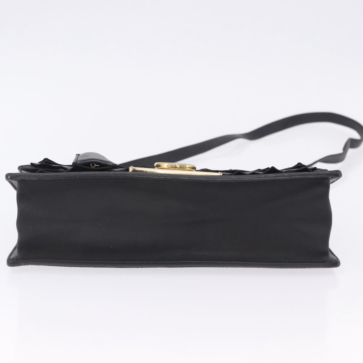 Salvatore Ferragamo Gancini Hand Bag Suede 2way Black Gold Tone Auth ka6147