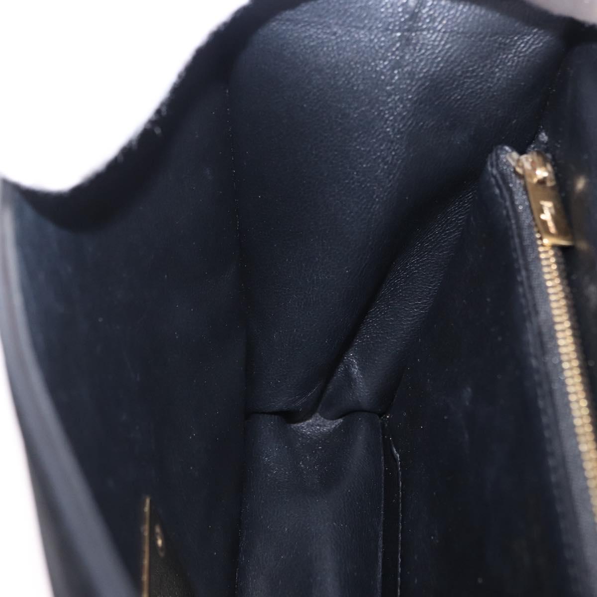 Salvatore Ferragamo Gancini Hand Bag Suede 2way Black Gold Tone Auth ka6147