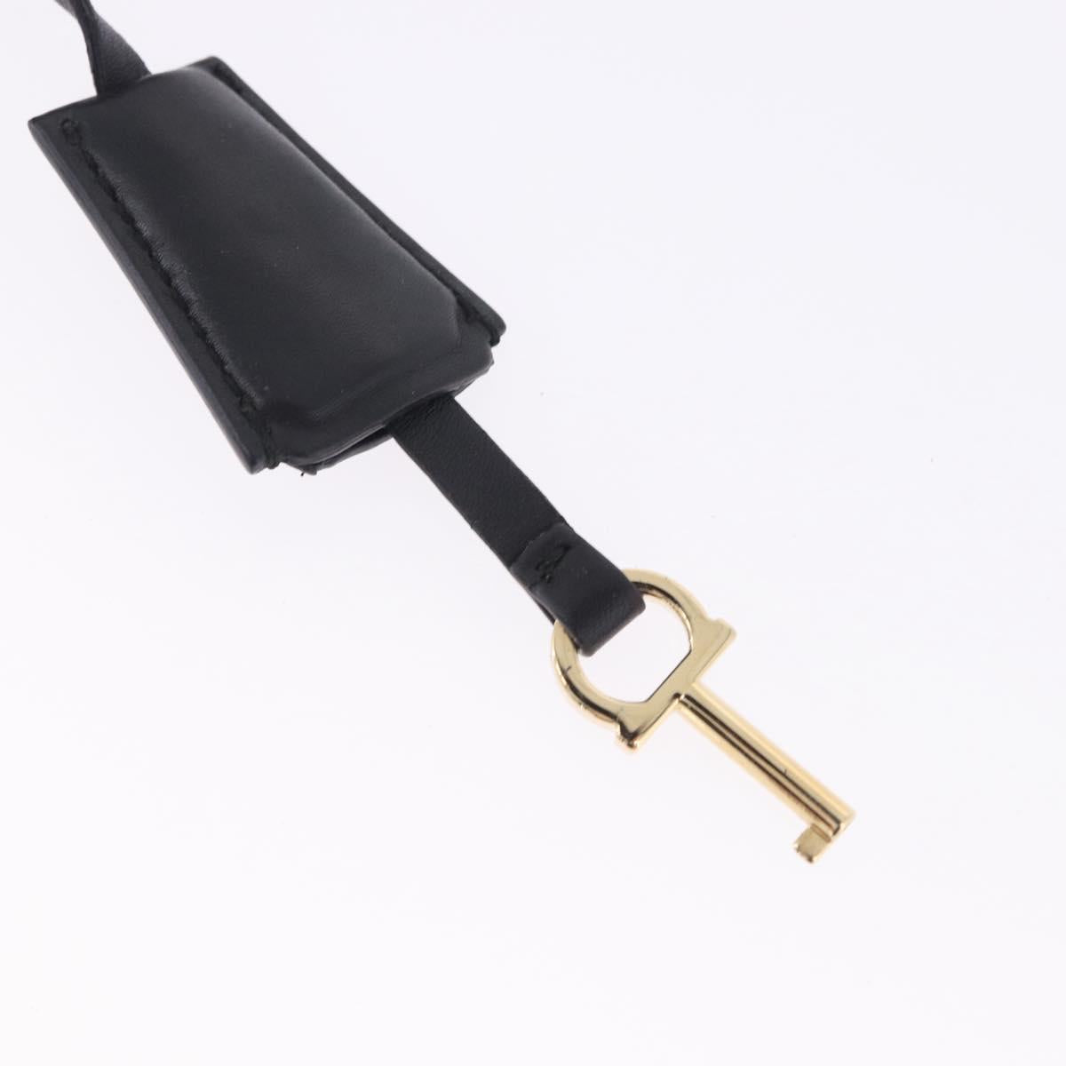 Salvatore Ferragamo Gancini Hand Bag Suede 2way Black Gold Tone Auth ka6147