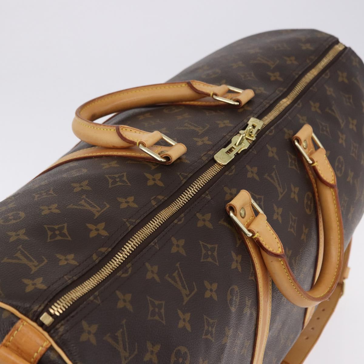LOUIS VUITTON Monogram Keepall Bandouliere 55 Boston Bag M41414 LV Auth ka6148