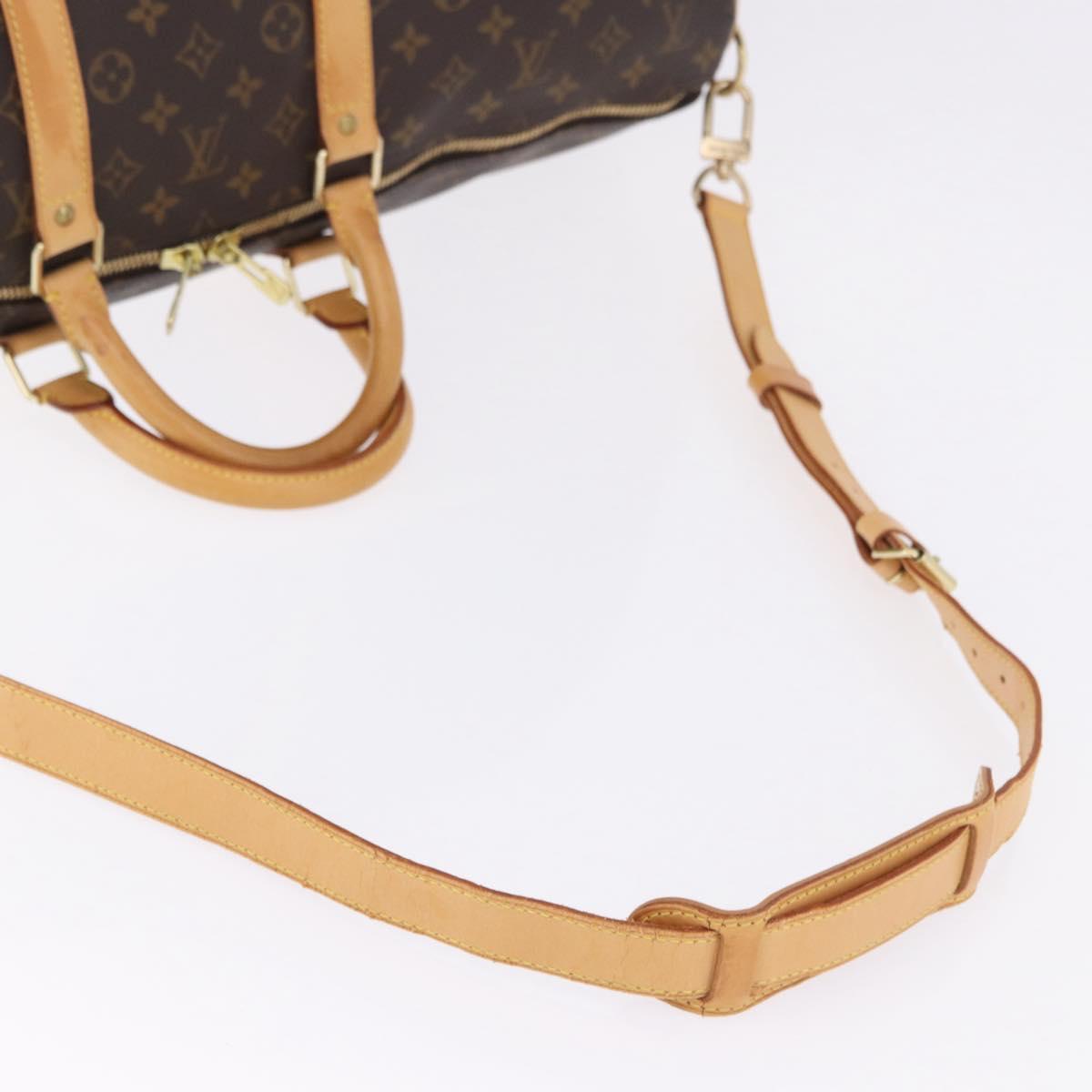 LOUIS VUITTON Monogram Keepall Bandouliere 55 Boston Bag M41414 LV Auth ka6148