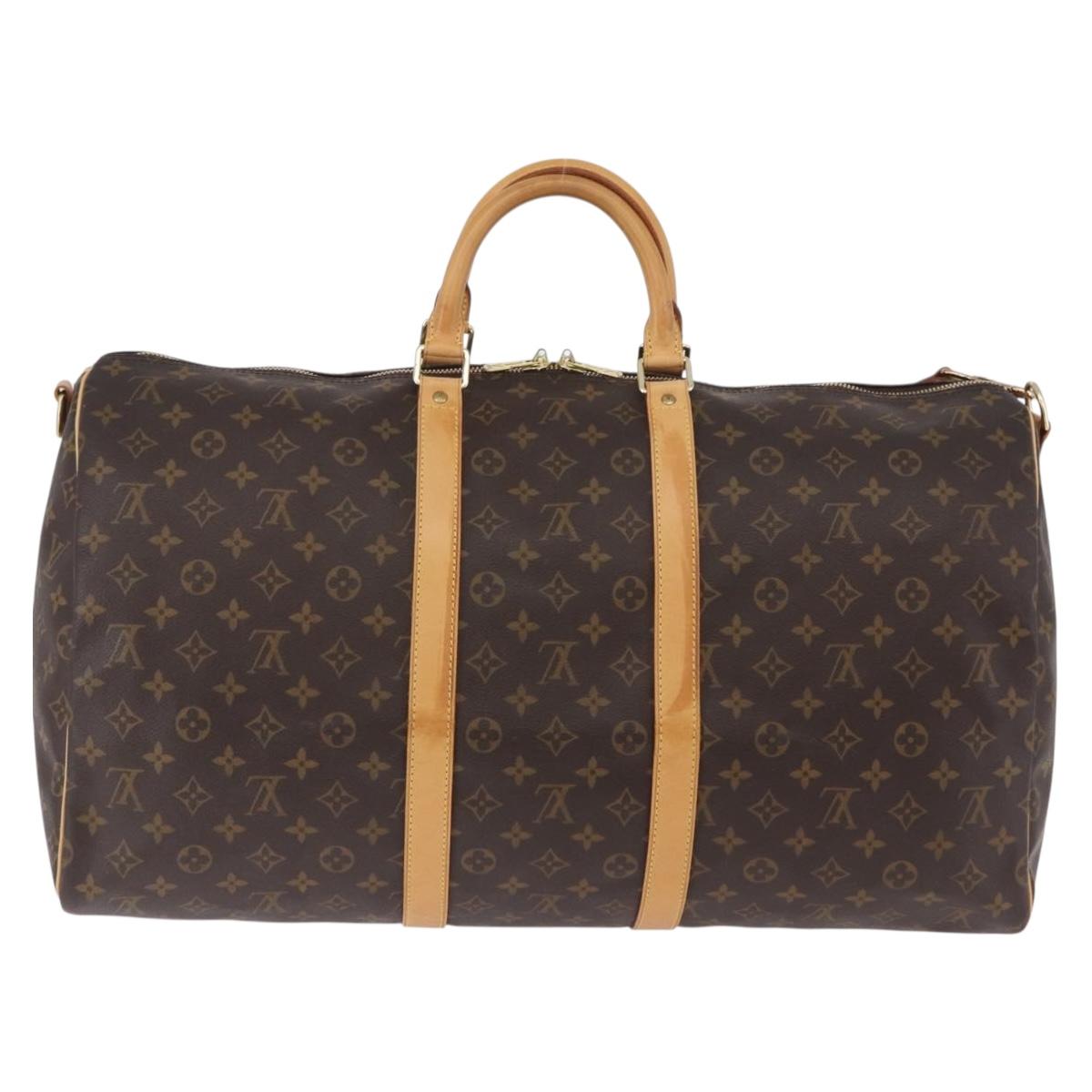 LOUIS VUITTON Monogram Keepall Bandouliere 55 Boston Bag M41414 LV Auth ka6148