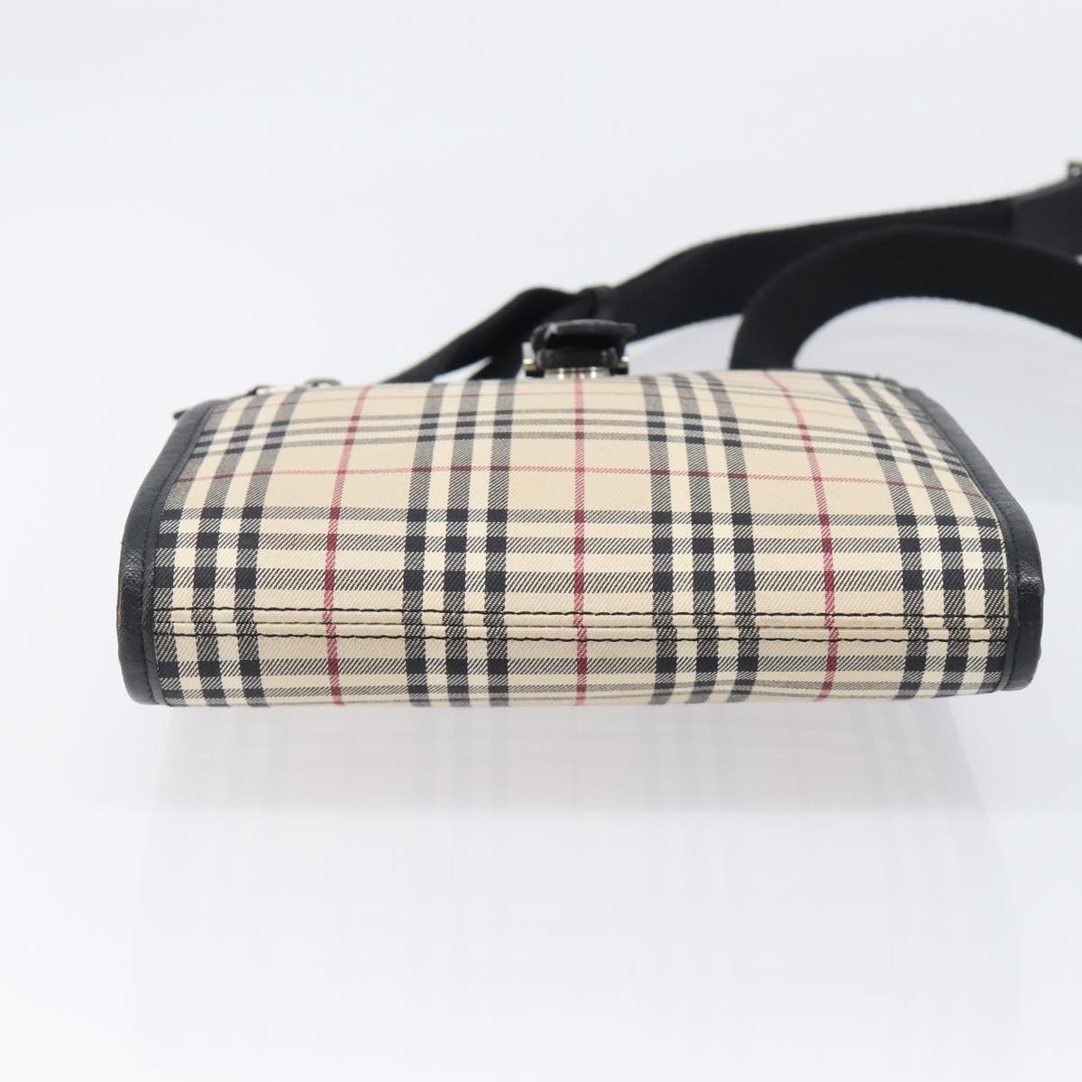 BURBERRY Nova Check Shoulder Bag Canvas Beige Silver Auth ka6151