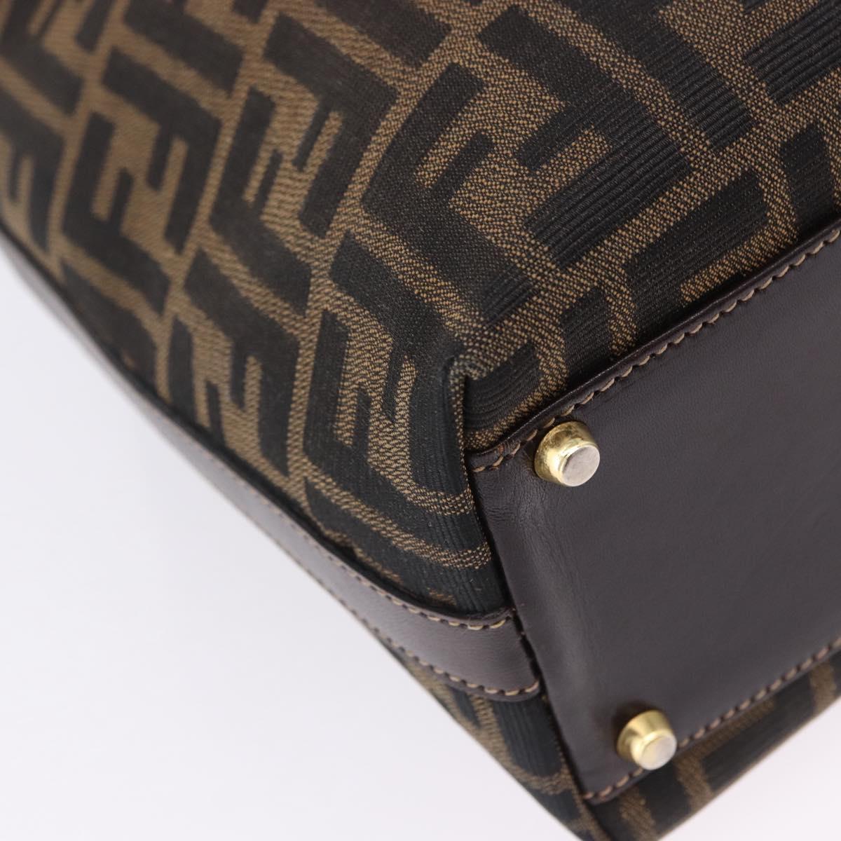 FENDI Zucca Canvas Hand Bag Brown Gold Tone Auth ka6152