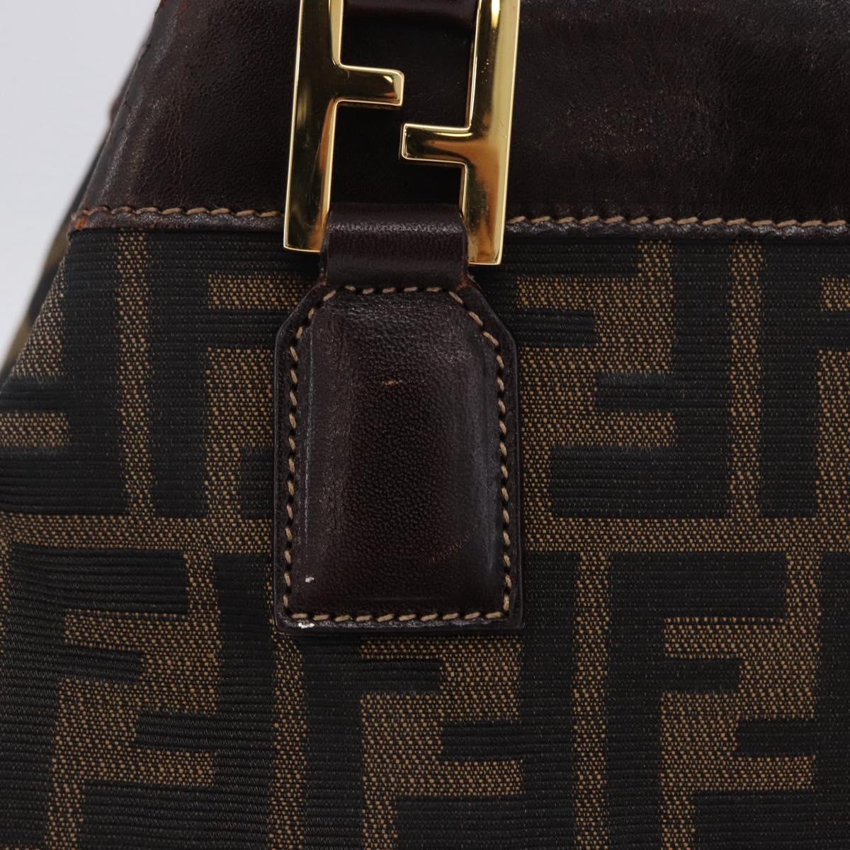 FENDI Zucca Canvas Hand Bag Brown Gold Tone Auth ka6152