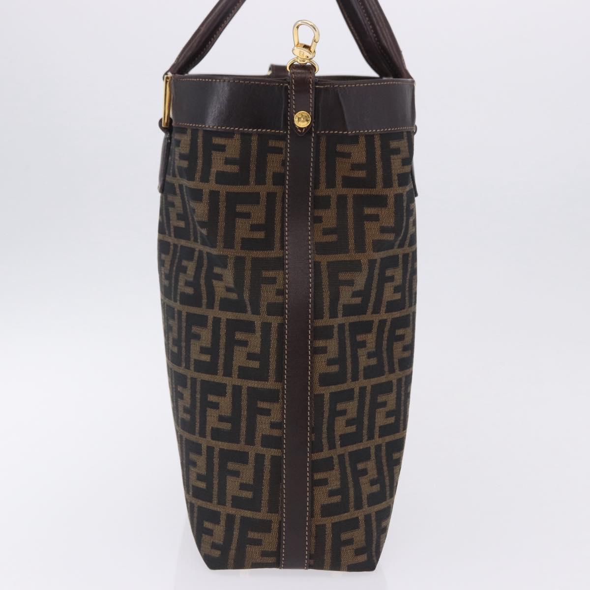 FENDI Zucca Canvas Hand Bag Brown Gold Tone Auth ka6152