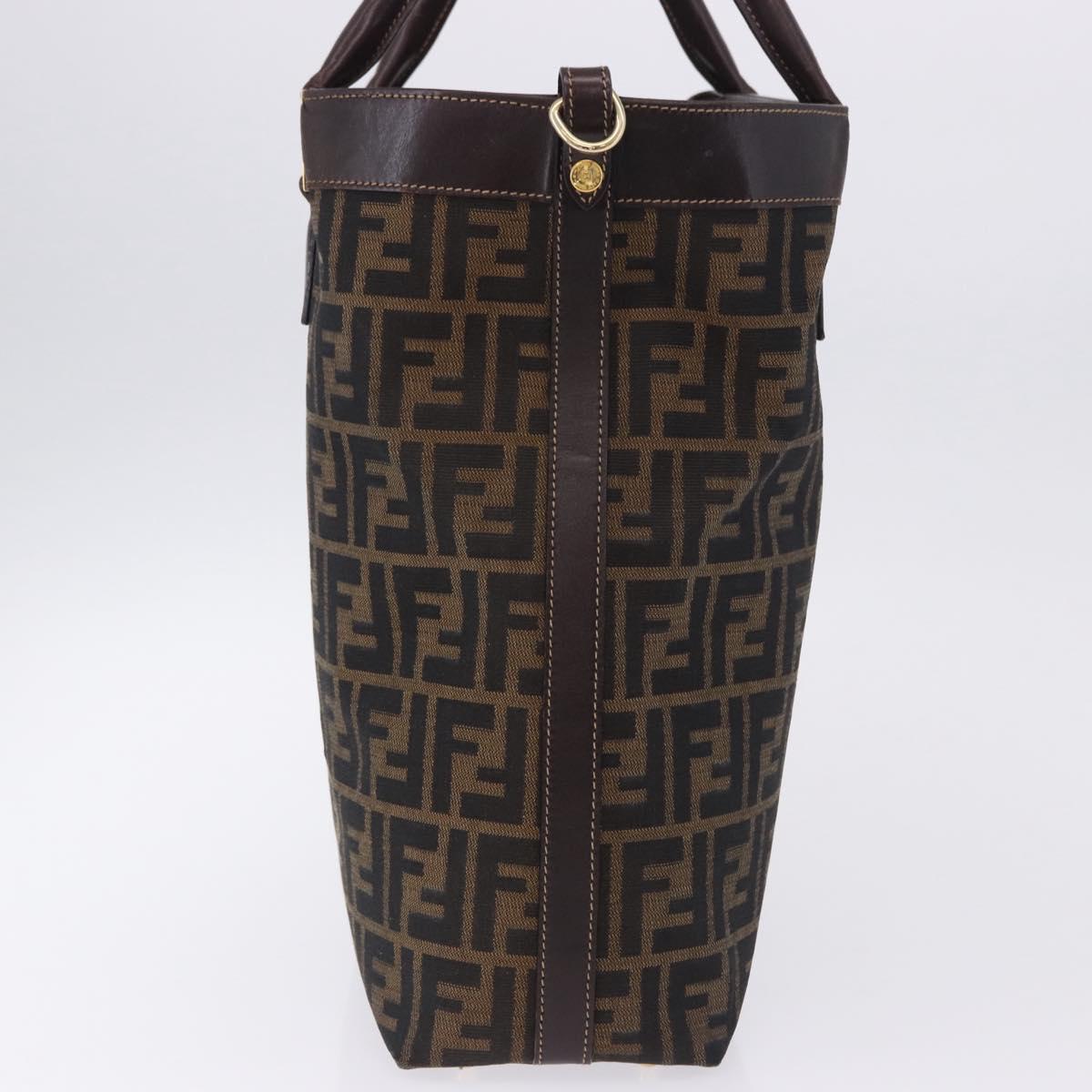 FENDI Zucca Canvas Hand Bag Brown Gold Tone Auth ka6152