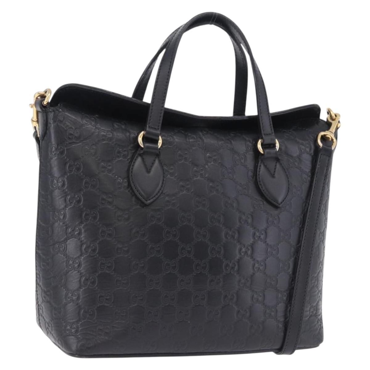 GUCCI GuccissimaGG Hand Bag Leather 2way Black Gold Tone 428226 Auth ka6153