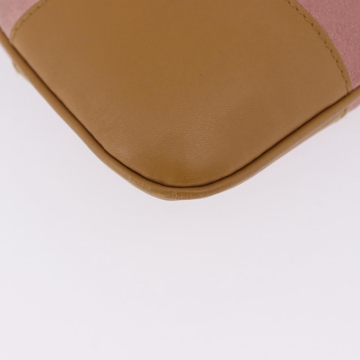 GUCCI Jackie Bamboo Hand Bag Suede Pink Gold Tone 001 4060 Auth ka6156