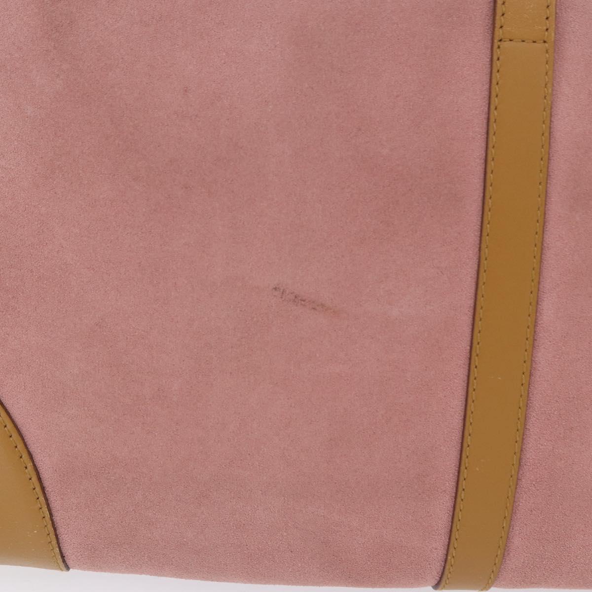 GUCCI Jackie Bamboo Hand Bag Suede Pink Gold Tone 001 4060 Auth ka6156