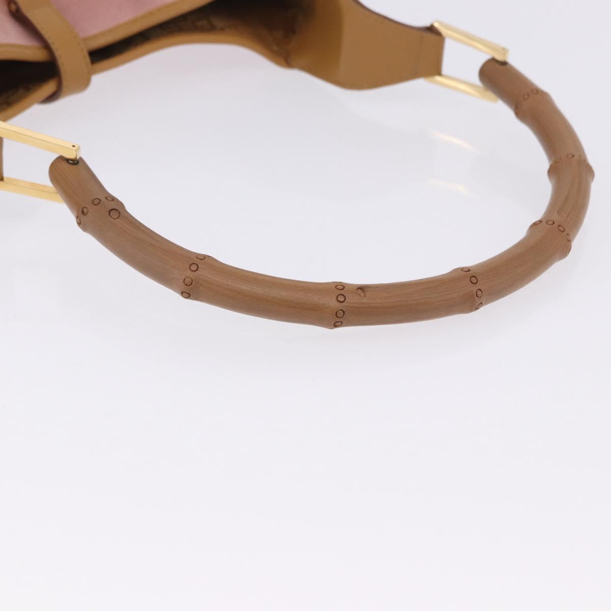 GUCCI Jackie Bamboo Hand Bag Suede Pink Gold Tone 001 4060 Auth ka6156