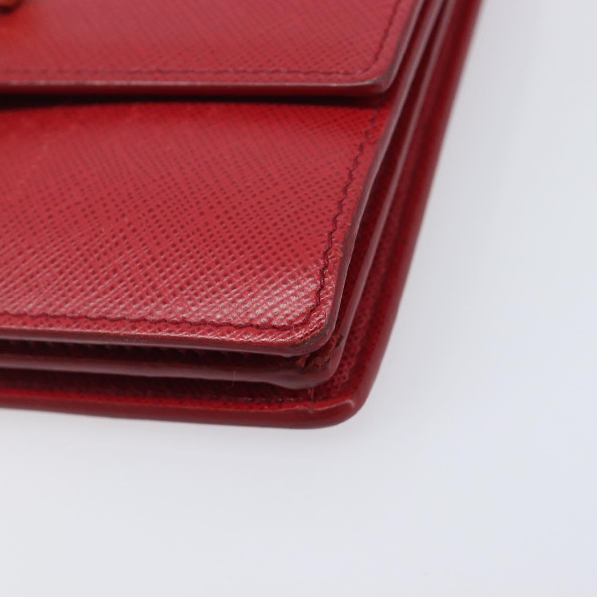 PRADA Shoulder Bag Saffiano Red Gold Tone Auth ka6160