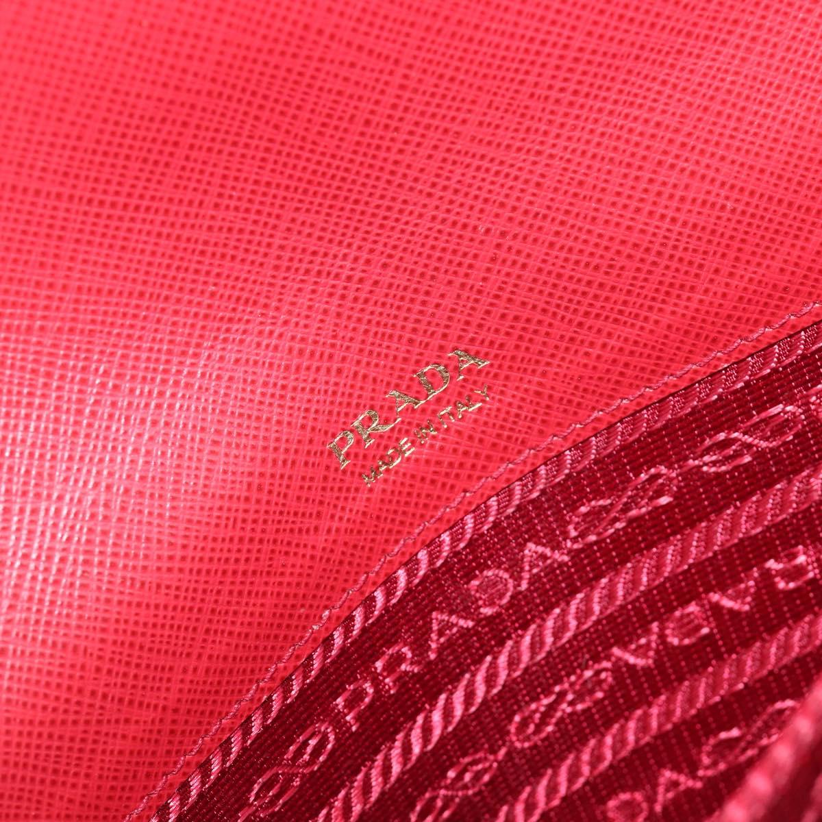 PRADA Shoulder Bag Saffiano Red Gold Tone Auth ka6160