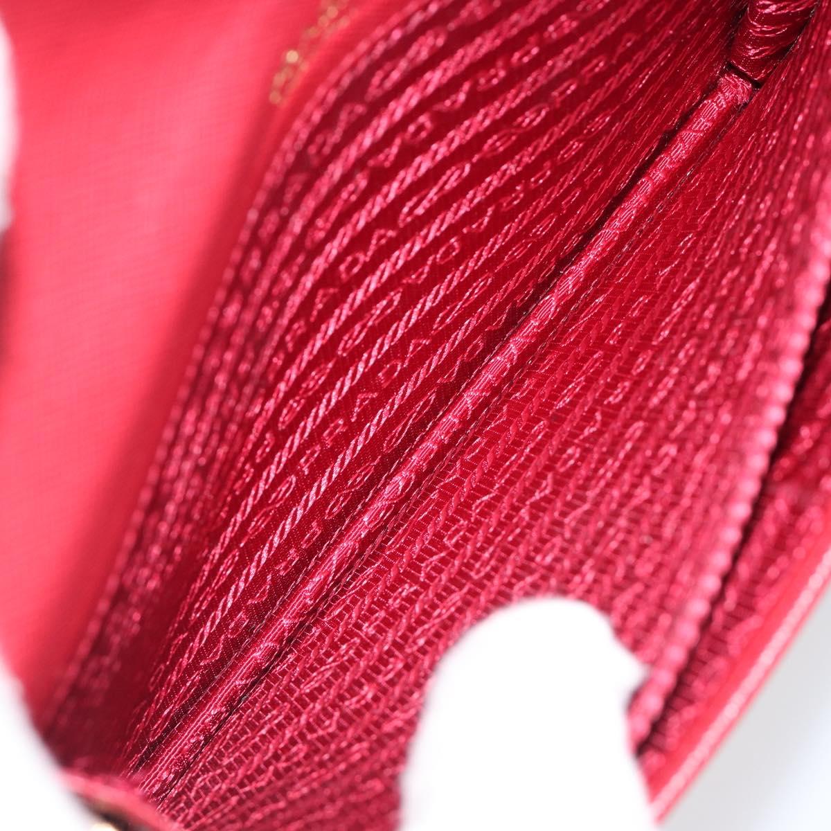 PRADA Shoulder Bag Saffiano Red Gold Tone Auth ka6160