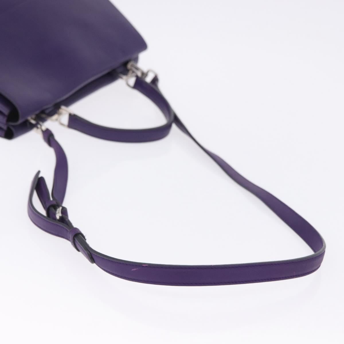 PRADA Hand Bag Leather Purple Silver Auth ka6163