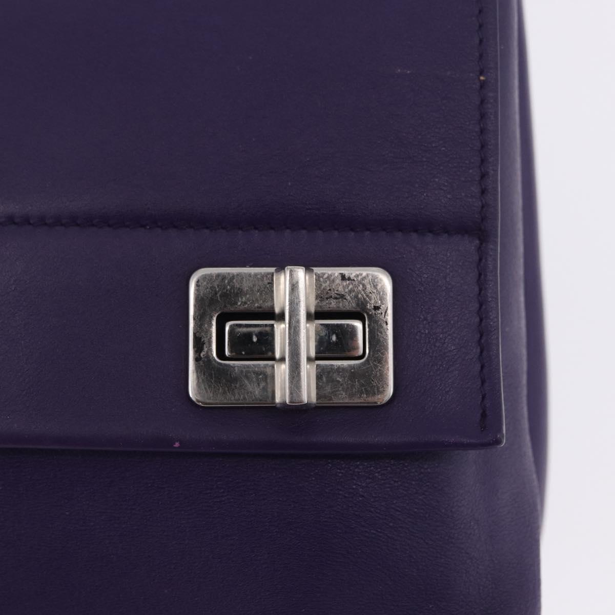 PRADA Hand Bag Leather Purple Silver Auth ka6163