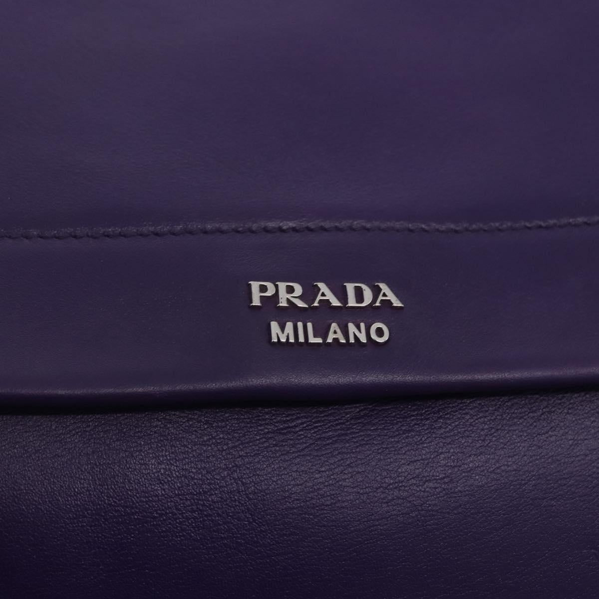 PRADA Hand Bag Leather Purple Silver Auth ka6163