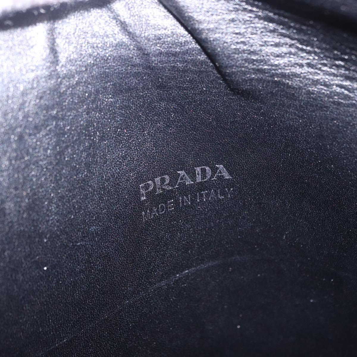 PRADA Hand Bag Leather Purple Silver Auth ka6163
