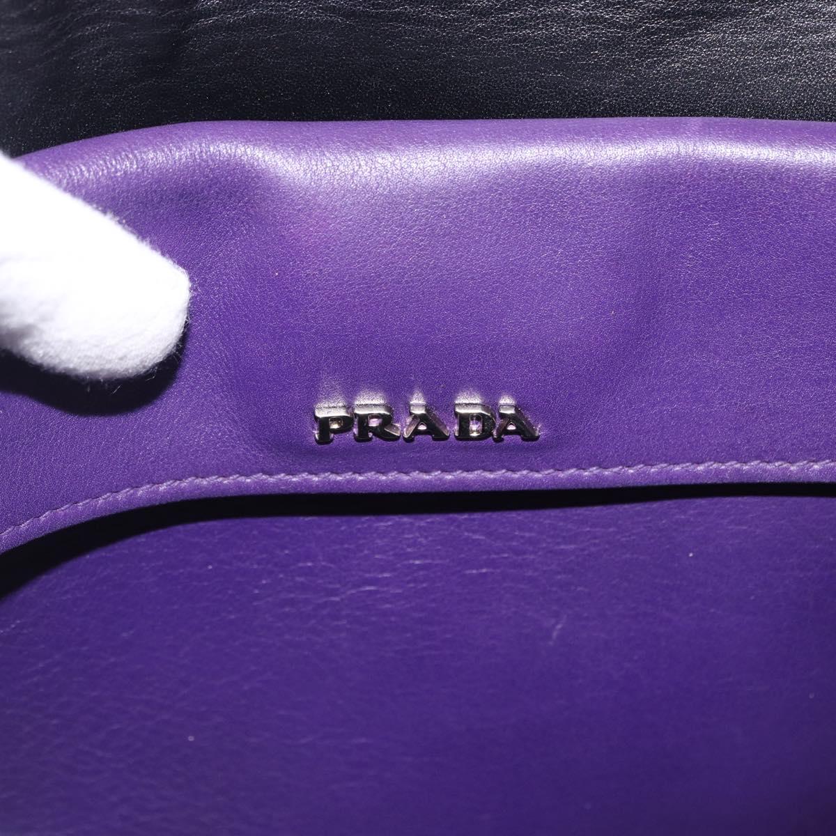 PRADA Hand Bag Leather Purple Silver Auth ka6163