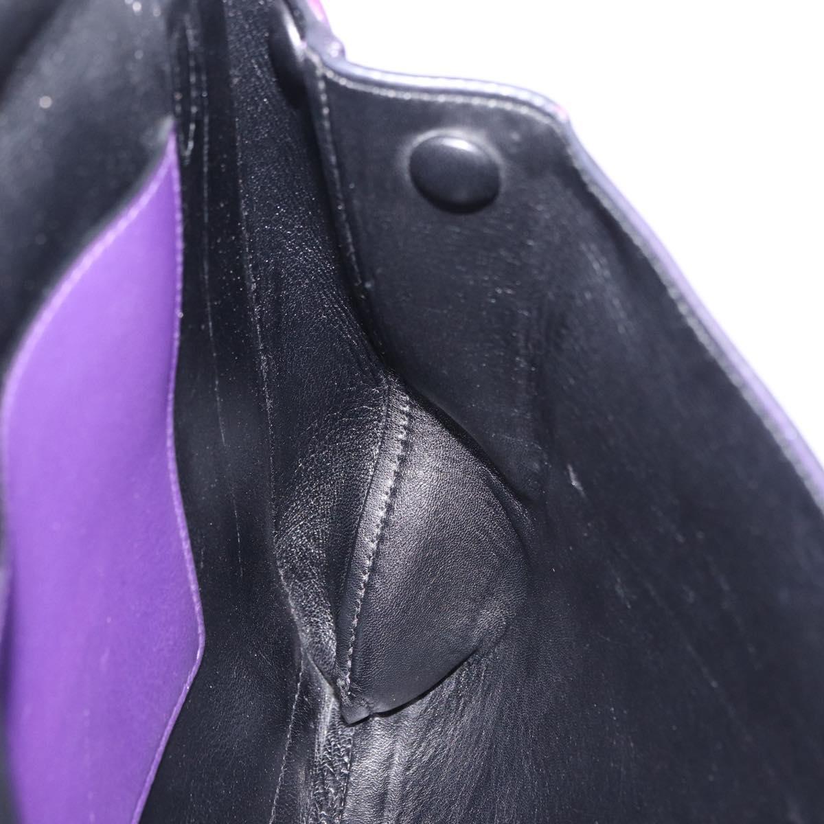 PRADA Hand Bag Leather Purple Silver Auth ka6163