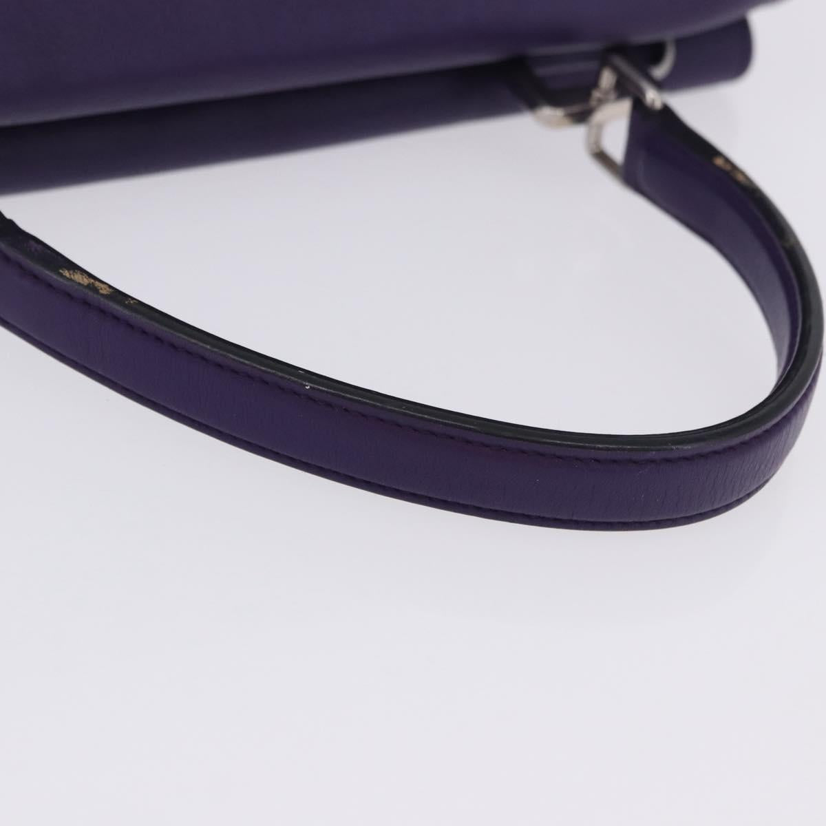 PRADA Hand Bag Leather Purple Silver Auth ka6163