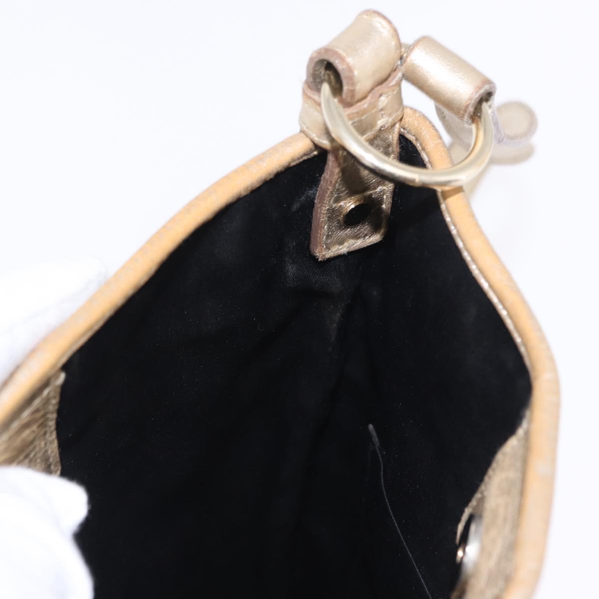 SAINT LAURENT Shoulder Bag Canvas Beige Gold Tone Auth ka6165