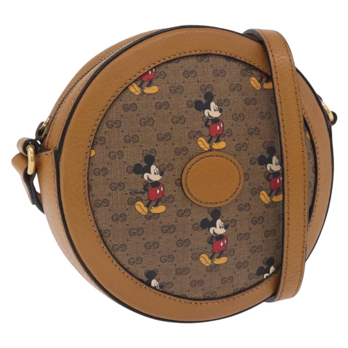 GUCCI x Disney MicroGG Mickey Shoulder Bag PVC Beige Gold 603938 Auth ka6167