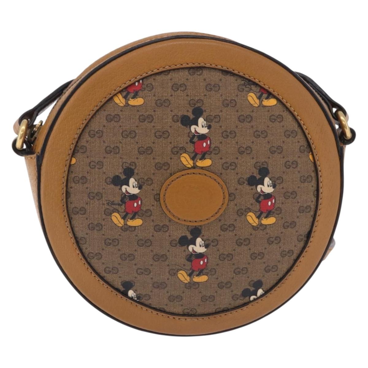 GUCCI x Disney MicroGG Mickey Shoulder Bag PVC Beige Gold 603938 Auth ka6167