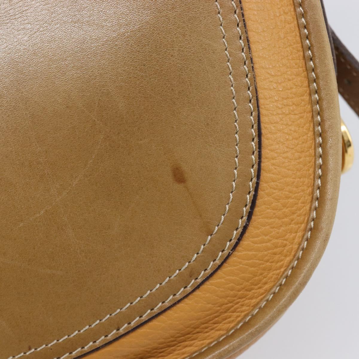 LOEWE Shoulder Bag Leather Beige Gold Tone Auth ka6169
