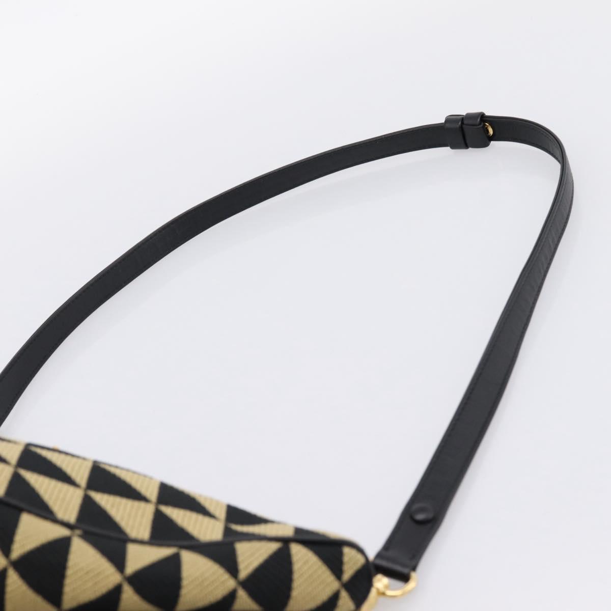 PRADA Triangle Hand Bag Canvas Leather 2way Beige Black 1BC176 Auth ka6170M